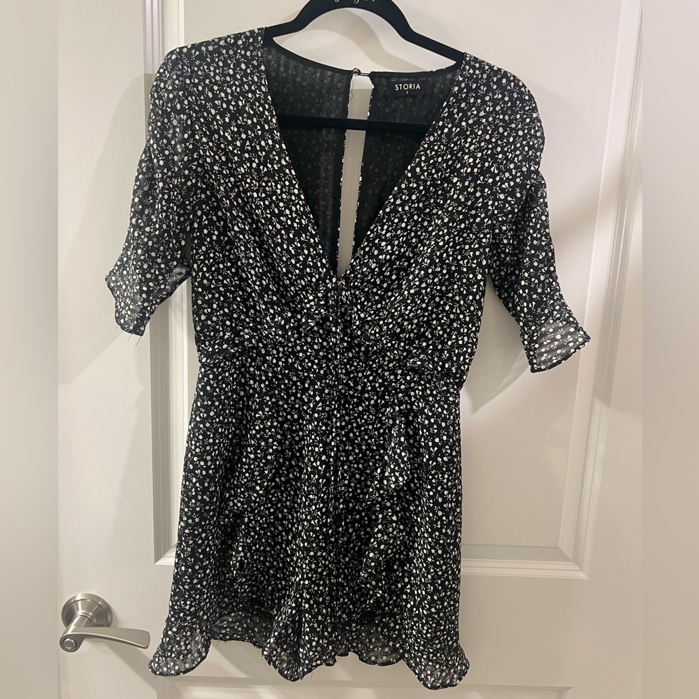 Black floral romper